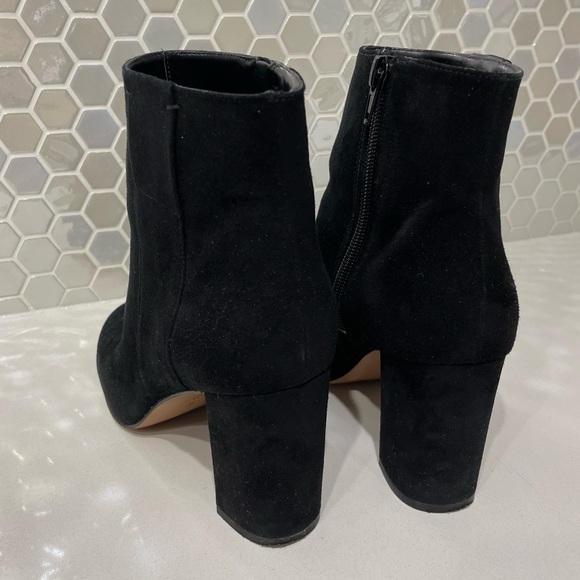 Black Suede Heeled Ankle Boots (Nine West) - Picture 3 of 9